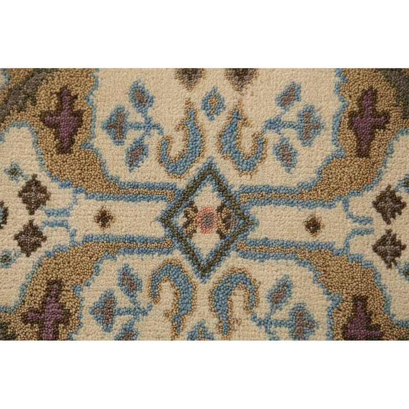 All-Over Floral Oushak Indian Runner Rug Hand-Knotted Wool Carpet - 2'6"x 7'9"