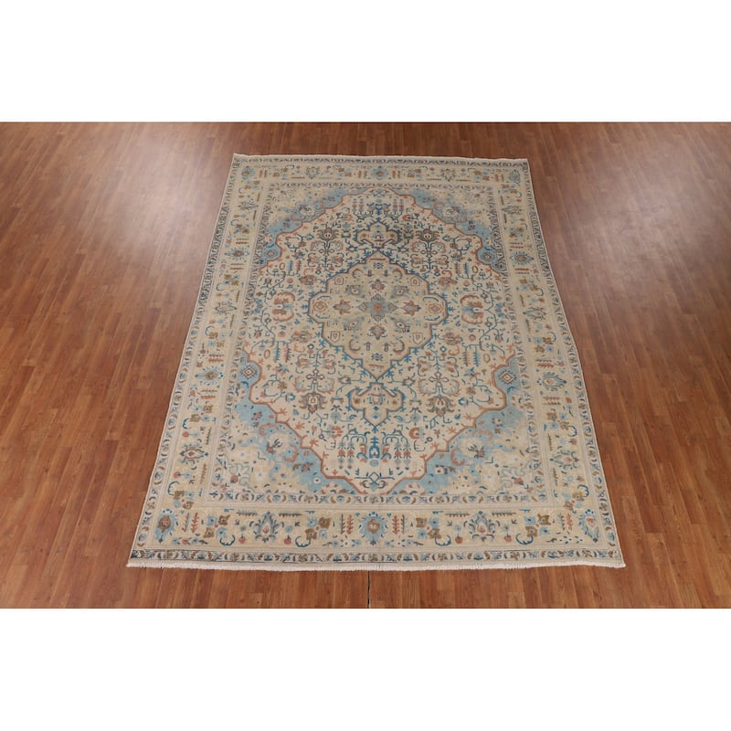 Tabriz Persian Vintage Area Rug Hand-Knotted Oriental Wool Carpet - 8'1" x 11'3"