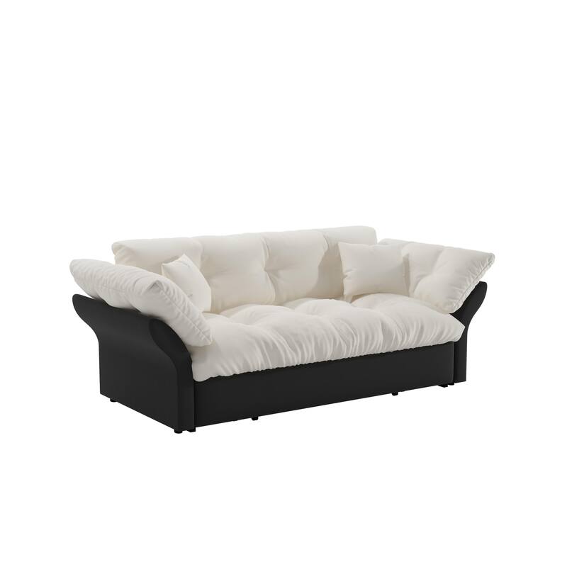 74.8" Tufted Queen 3-in-1 Convertible Sleeper Pull Out Sofa Bed