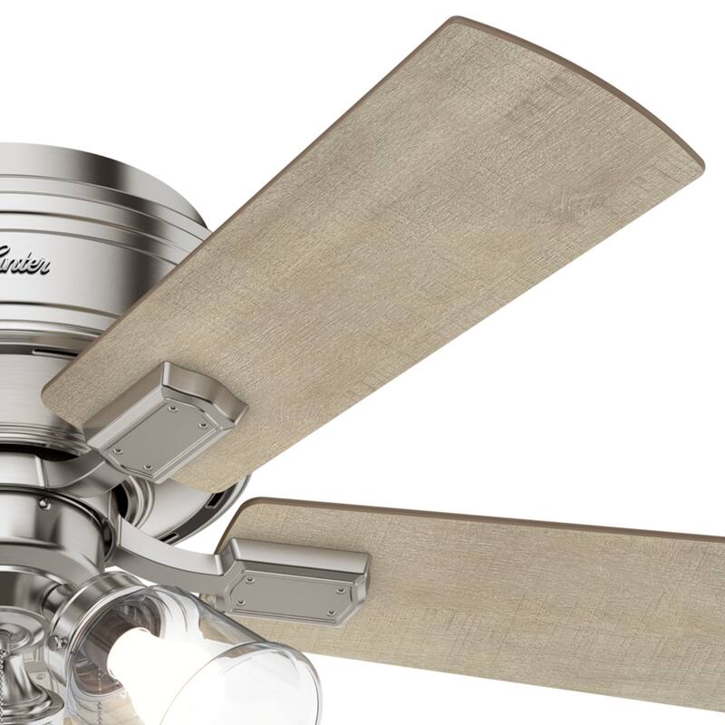 Hunter 42" Crestfield Low Profile Ceiling Fan with 3-Light LED Light Kit and Pull Chain - Casual, Farmhouse, Rustic