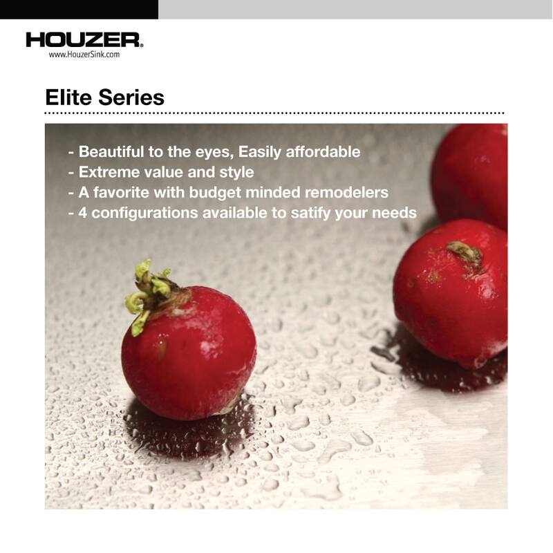 Houzer EHD-3118-C Elite 31-1/2" Undermount Double Basin Stainless