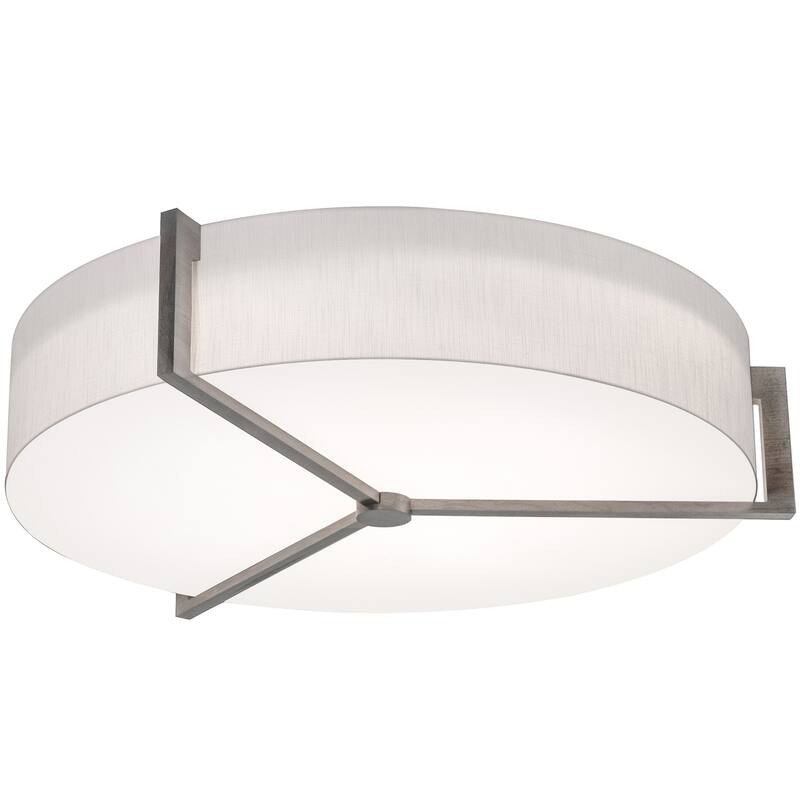 AFX APF3044MBWG Apex 4 Light 34" Wide Flush Mount Drum Ceiling Fixture - Weathered Grey / Linen White / White