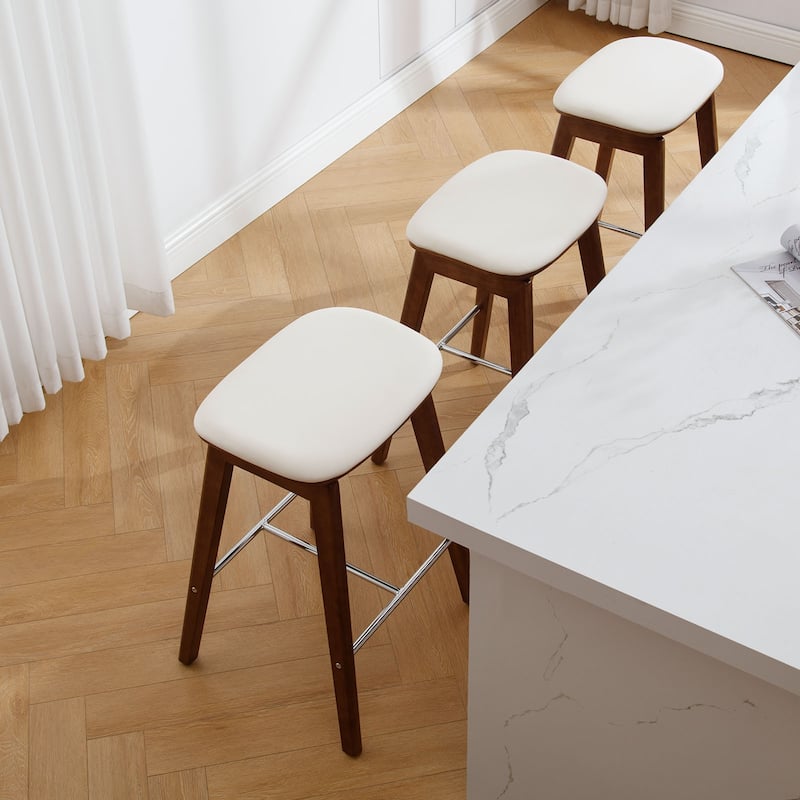 26-Inch Faux Leather Wood Counter Stools Set of 1/2/3 - 26"H x 18.1"L x 16.5"D