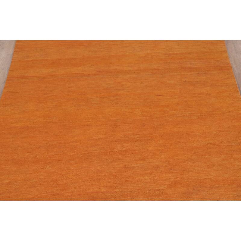 Modern Orange Gabbeh Oriental Area Rug Hand-Knotted Wool Carpet - 5'2" x 7'10"
