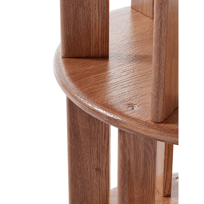 100%Solid Wood Rotating Bookshelf on Wheels, 4 Tier, Round Revolving Bookcase, 360°Spinning Book Shelf Tower