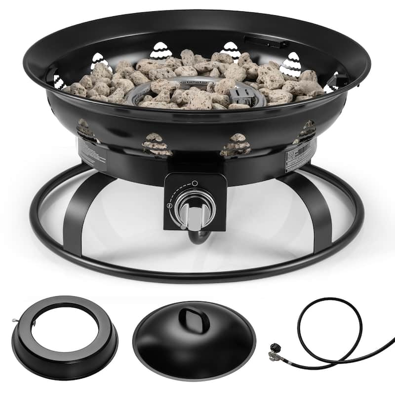 21 Inch Diameter Propane Gas Fire Pit Patio Portable Fire Bowl-Black - Multi - Multi