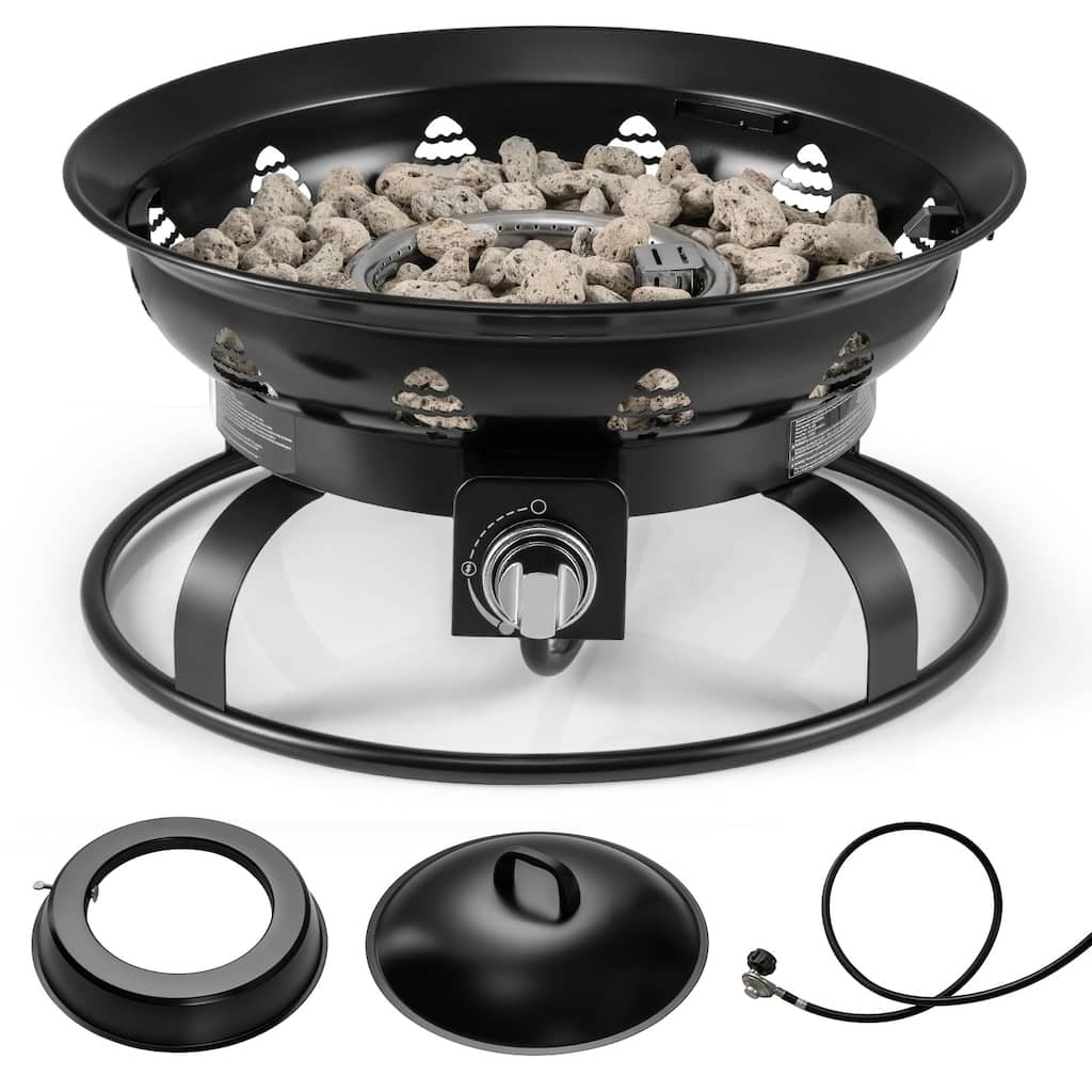 21 Inch Diameter Propane Gas Fire Pit Patio Portable Fire Bowl-Black - Multi