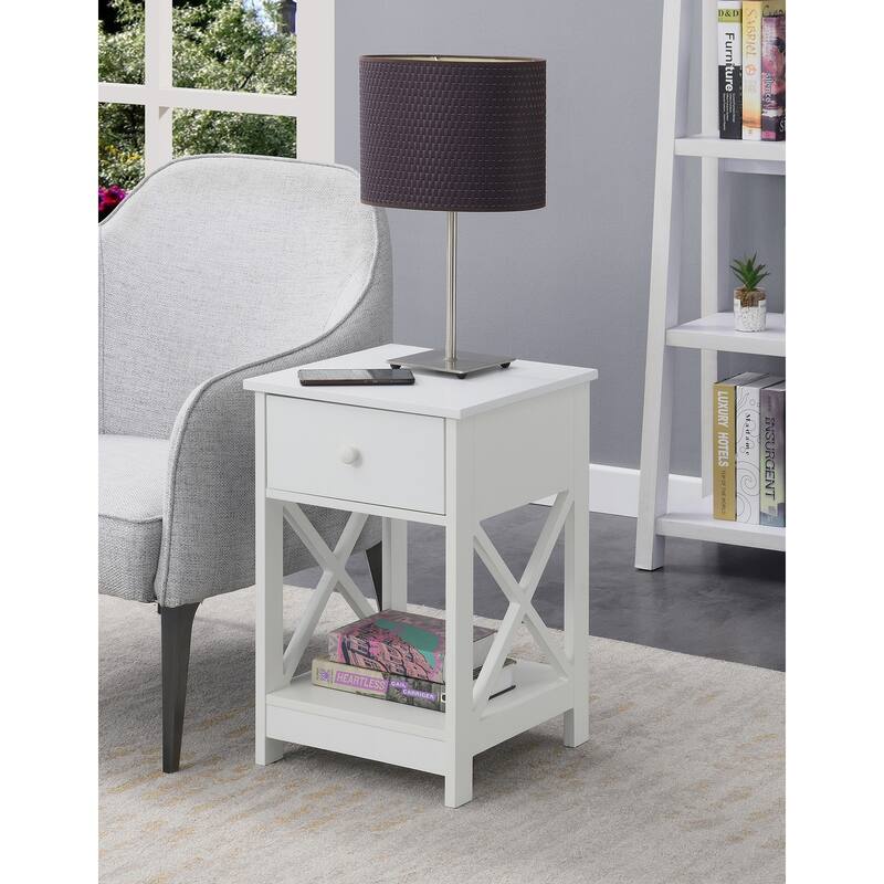 Convenience Concepts Oxford 1 Drawer End Table with Shelf - White
