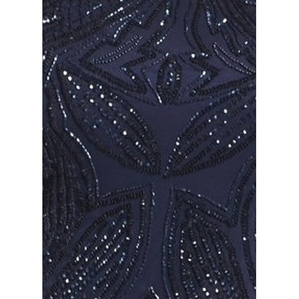 pisarro nights embellished mesh gown navy
