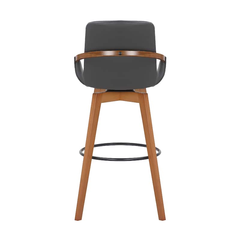 Baylor Mid-Century Swivel Bar Stool, Upholstered Counter Height Chair with Wood Frame