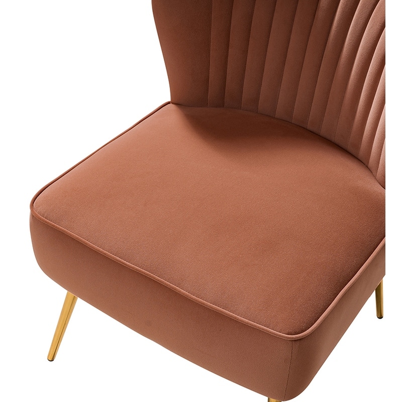 Monica 22''W Upholstered Modern Tufted Accent Side Chair with Gold Legs by HULALA HOME
