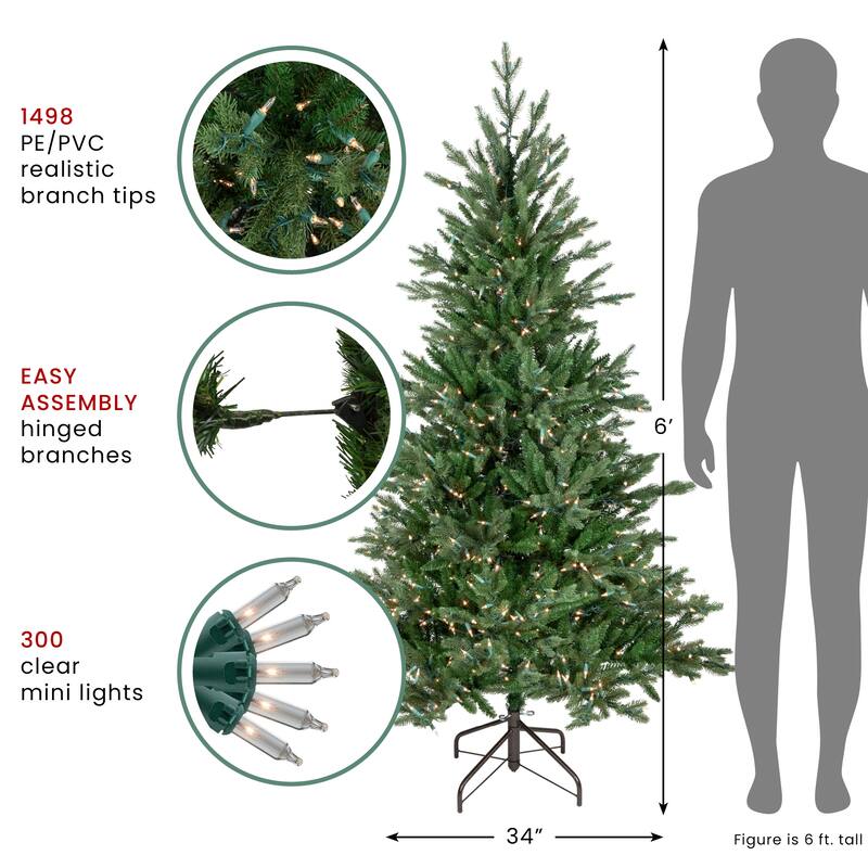Medium Grande Spruce Artificial Christmas Tree 6' Clear Lights - 6 Foot
