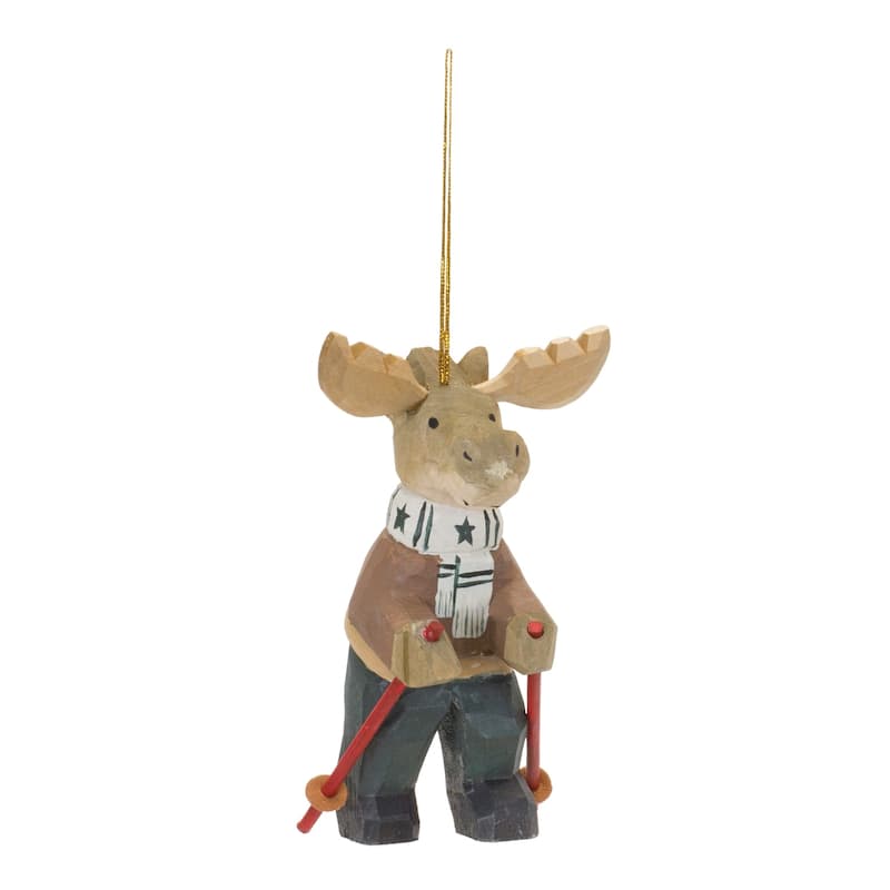 Set of 6 Moose on Ski Christmas Ornaments 5.5"