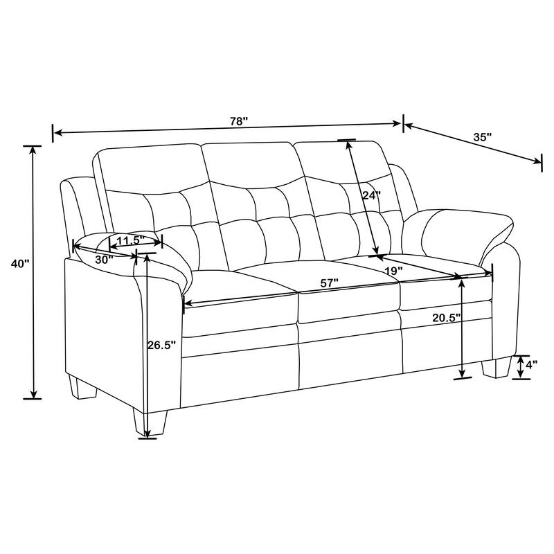 Finley Upholstered Padded Arm Tufted Sofa Set