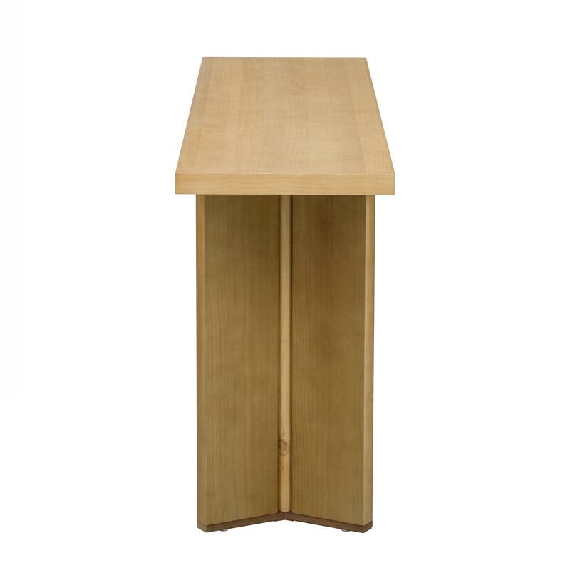Console Table with Pine Veneer and Geometric Legs,Suitable for Living Room, Study and Dining Room