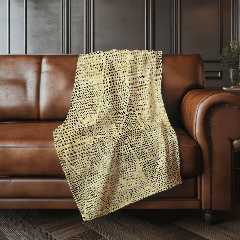 Premium Machine Washable Casual Diamond Sherpa Throw Blanket - Gold - 4'2" x 5'10"