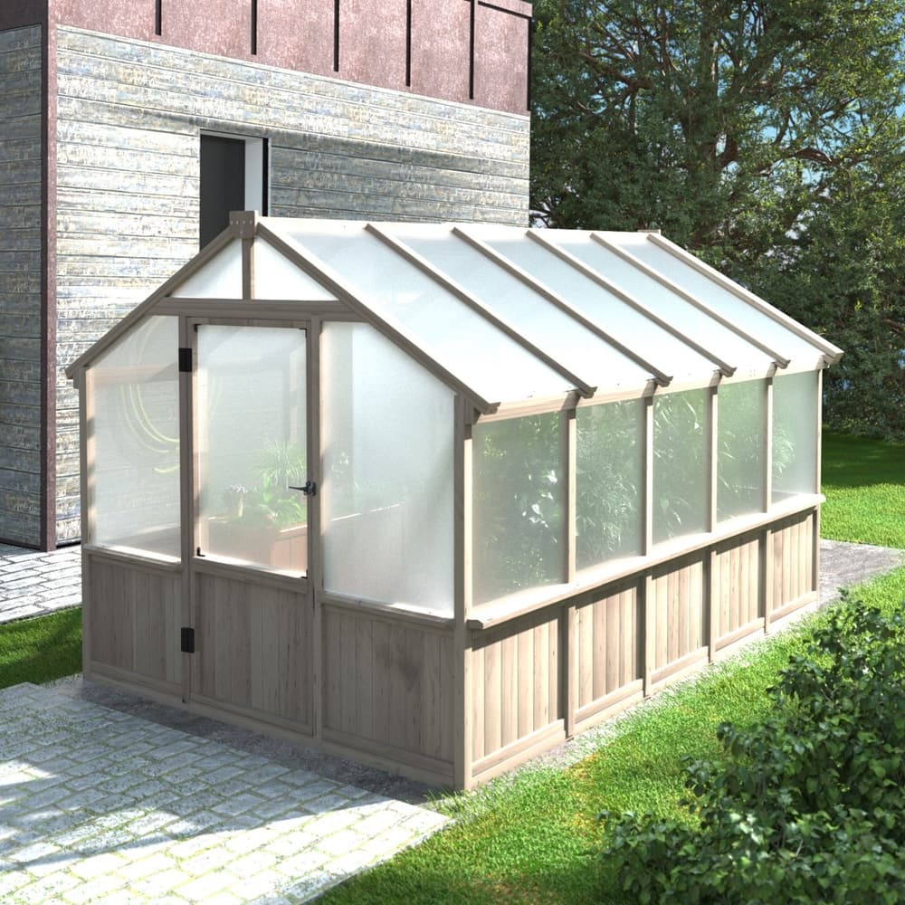 VEIKOUS Walk-in Wooden Greenhouse for Outside, Garden and Backyard, Light Mocha Brown