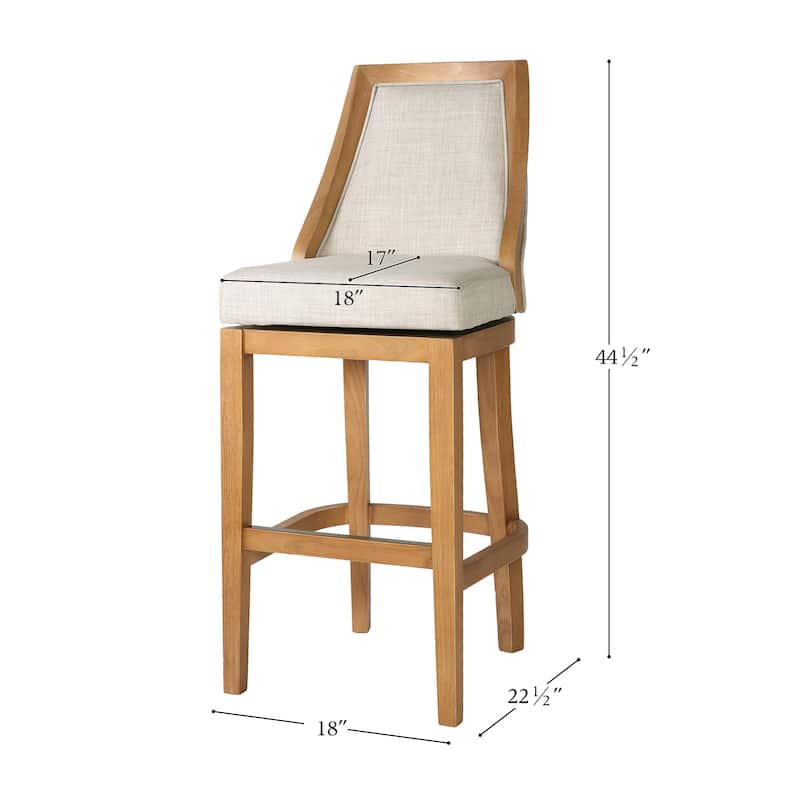 Ellis Bar Stool with Solid Wood Frame and Upholstered Seat and Back