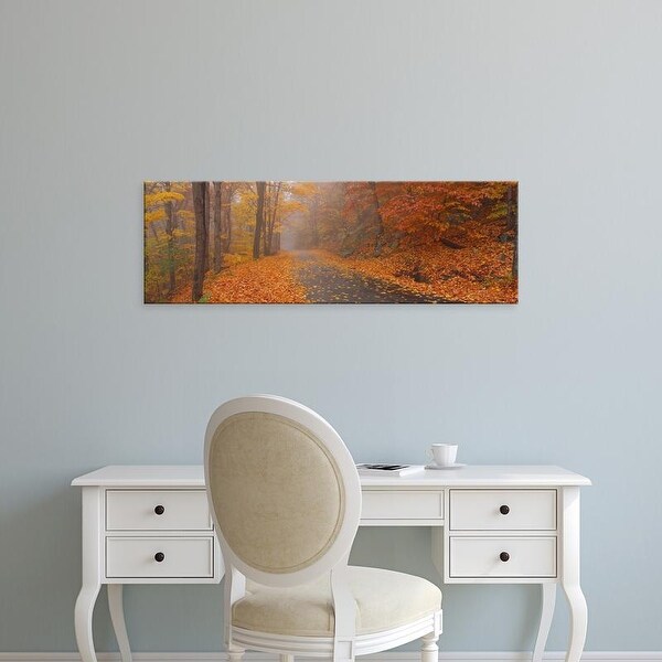 Easy Art Prints Panoramic Images's 'Autumn Road, Monadnock Mountain, New Hampshire, USA' Premium Canvas Art
