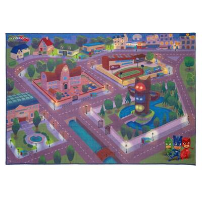 Licensed PJ Masks City Roads Youth Digital Printed Play Mat Area Rug - 4'6"x6'6"