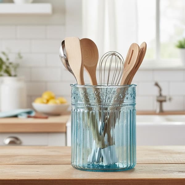 10 Strawberry Street Park Glass Utensil Crock - 16.5 fl oz - Blue
