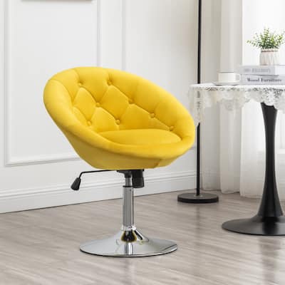 Yellow 28.25" Velvet Swivel Accent Chair