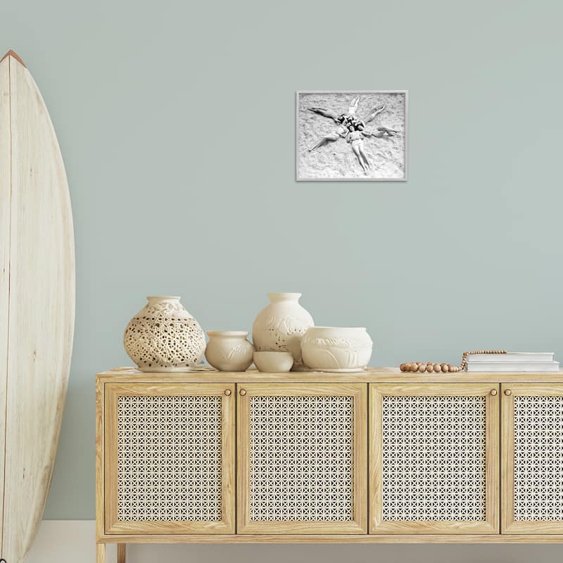 Stupell Women on Beach in Star Shape Framed Giclee Art Design By Arlington Prints