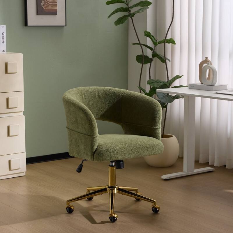 22.64 Inch Velvet Ring Backrest Swivel Office Chair - Green