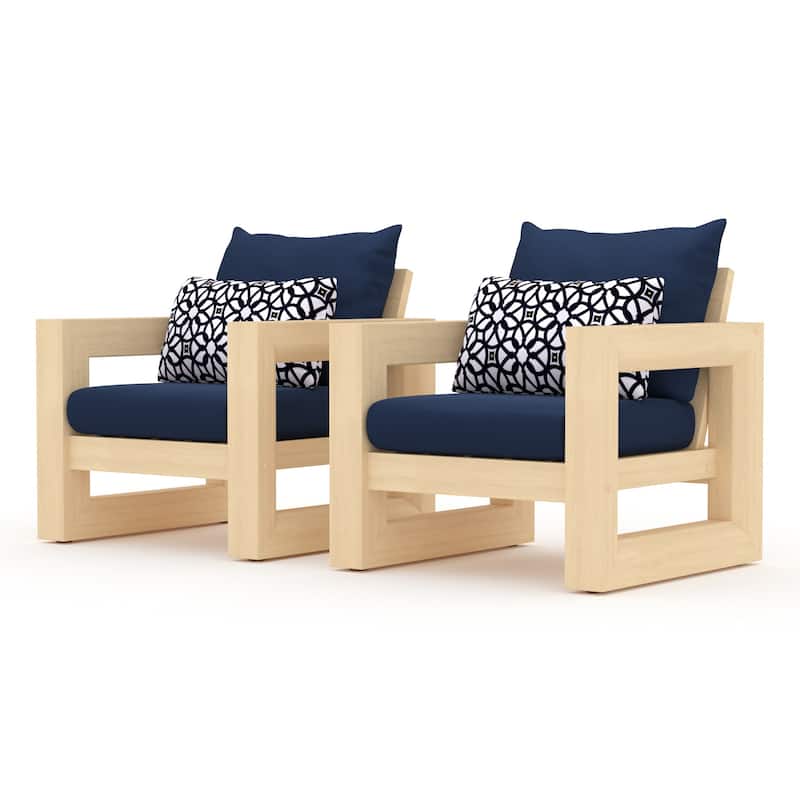 Benson 2 Piece Sunbrella Outdoor Patio Club Chairs - Navy Blue