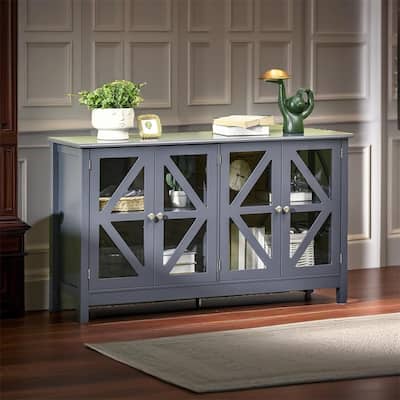 Buffet Cabinet with Tempered Glass Doors and Adjustable Storage Shelf