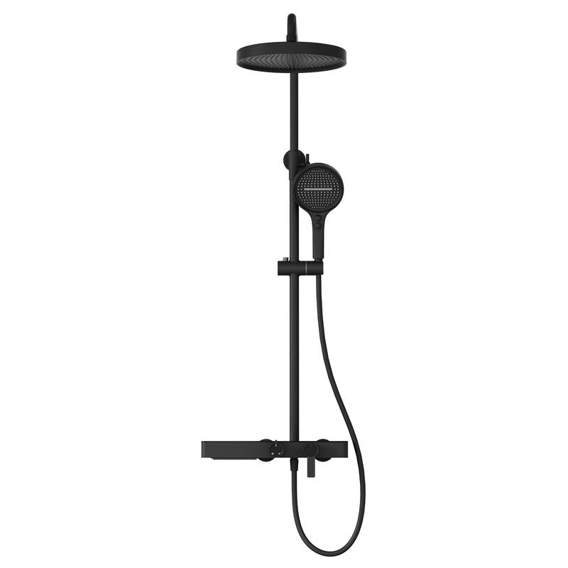 Modland 3-Function Wall Mount Shower System with Tub Spout 10.8" Rainfall Shower & Handheld Shower - Matte Black