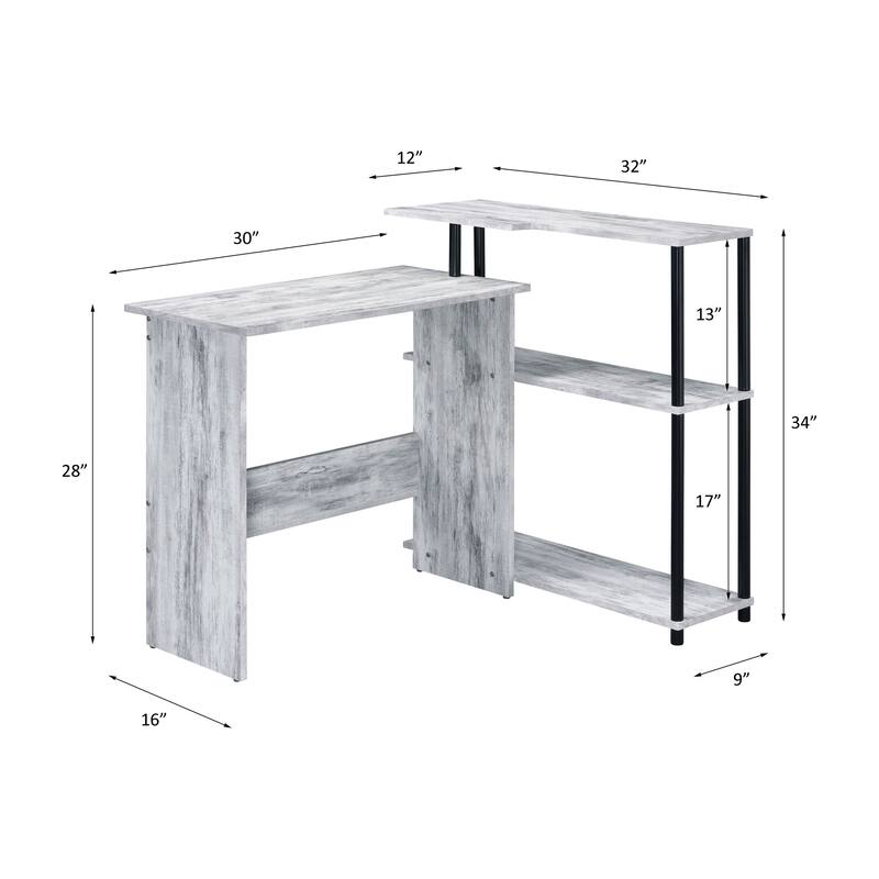 Levi Antique White & Black Finish Writing Desk