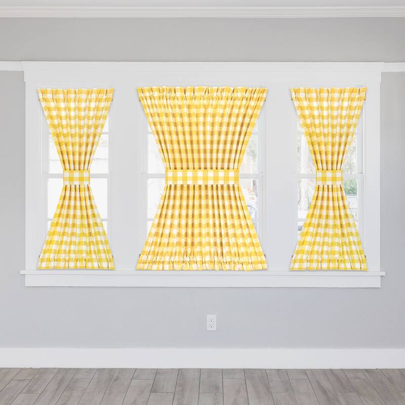 Buffalo Check Rod Pocket Door Panel and Tieback