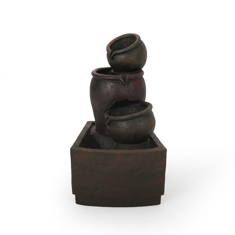 3-Tier Outdoor Fountain with Light, 30.75" Weather Resistant Floor Fountain - 30.75"H