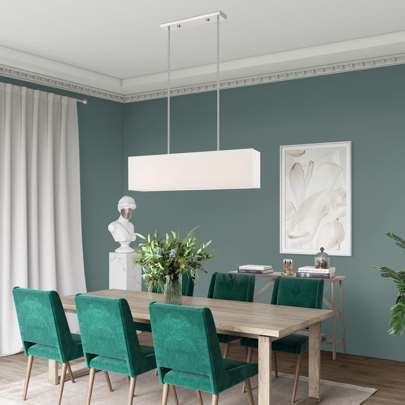 Livex Lighting 4-light Brushed Nickel Indoor Chandelier, 41155-91 - 36" L X 8.5" W X 11.5" - 47.5" ADJ H