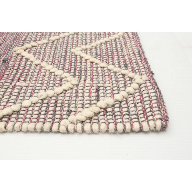ECARPETGALLERY Braid weave Sienna Pink Wool Rug - 5'11 x 9'2
