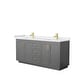 preview thumbnail 9 of 114, Miranda Double Vanity Set, Cultured Marble Top, No Mirror 72-Inch Double - Dark Gray, Gold Trim, White Cultured Marble Top