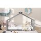 preview thumbnail 10 of 8, Full Size Wooden House Bed with Playhouse Design , Sturdy Pine Frame, Semi-Enclosed for Comfortable Sleep