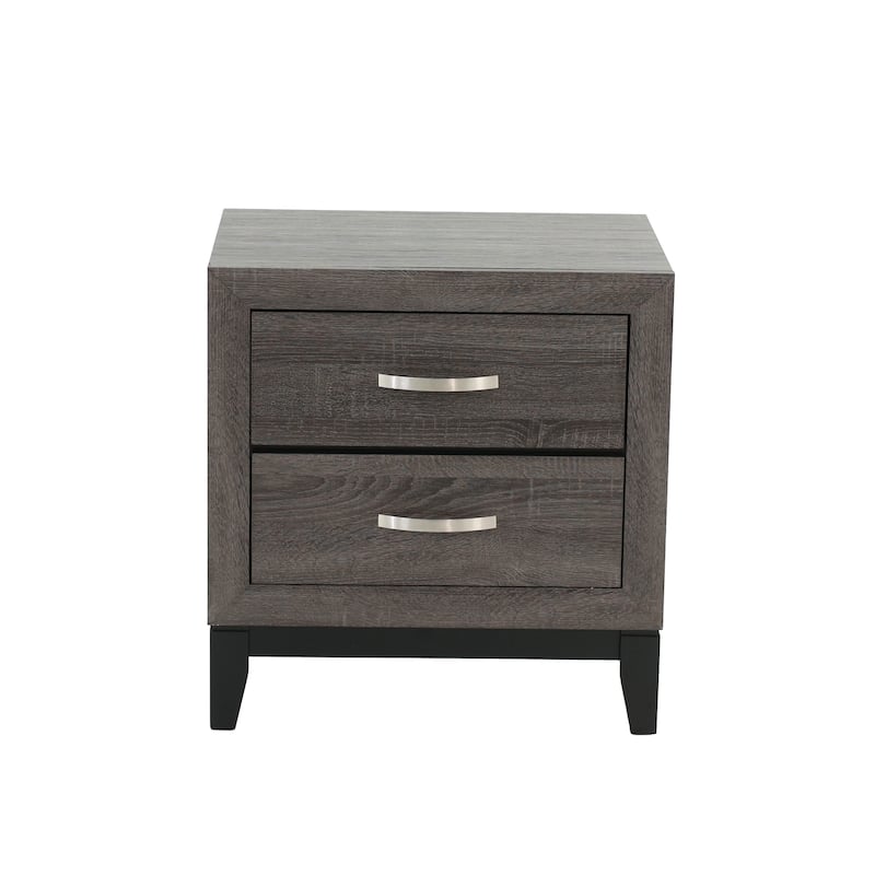 1pc Nightstand 2-Drawers Bed Side Table Solidwood