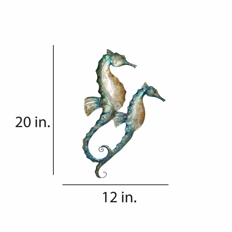 Eangee Home Design Seahorse Duo Wall Decor Blue