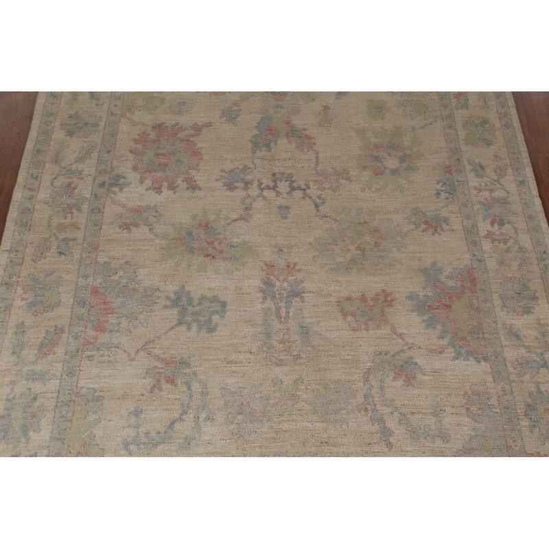 Vegetable Dye Oriental Oushak Turkish Rug Hand-Knotted Wool Carpet - 5'10"x 8'8"
