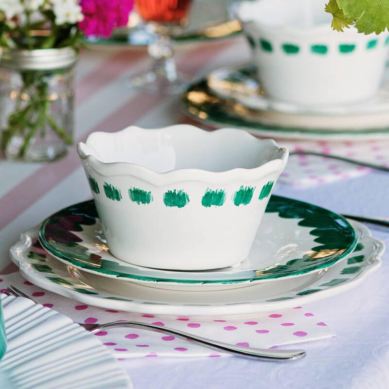 viva by VIETRI Lisbon Green Brushstroke Salad Plate