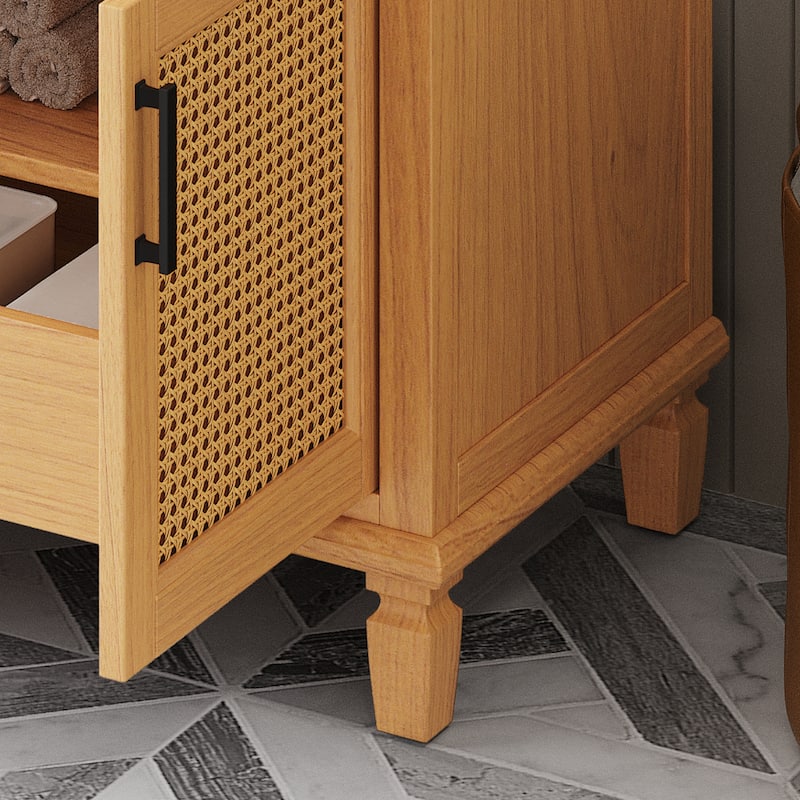 36"Bathroom Vanity with Sink, 2 Soft Close Doors and 3 Drawers, Free-standing Vanity with Wood Legs and Large Storage