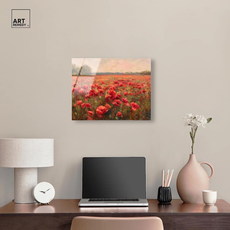 Sea of Red Poppies II Acrylic by Art Remedy, Ready to Hang