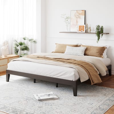 12" Wood Platform Bed Frame - California King, No Box Spring, Easy Assembly​