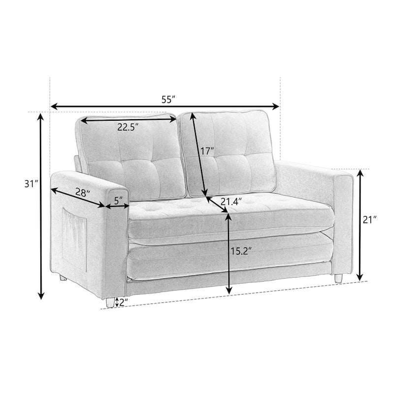 3 Fold Sofa,Convertible Futon Couch Sleeper Sofa Bed,Space Saving Loveseat,Pull Out Couch Bed
