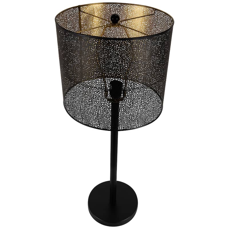 Iron Table Lamp with Laser-Cut Shade - 30" - Black and Gold