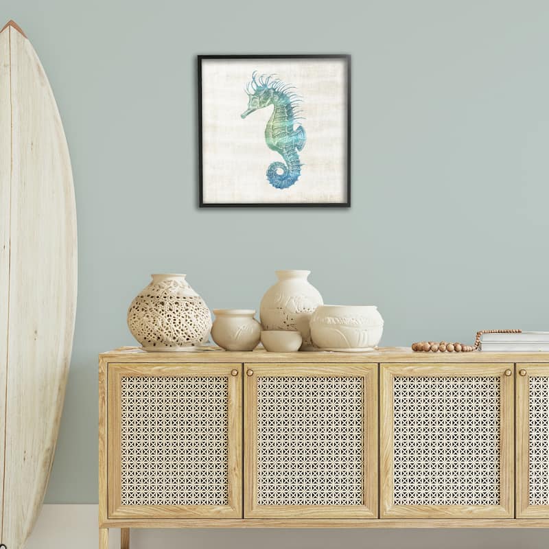 Stupell Ombre Seahorse Expression Framed Giclee Art Design By Susan Arnot