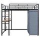preview thumbnail 13 of 38, Metal & Wood Full Size Loft Metal Bed with Desk,Power Outlet,LED and Wardrobe