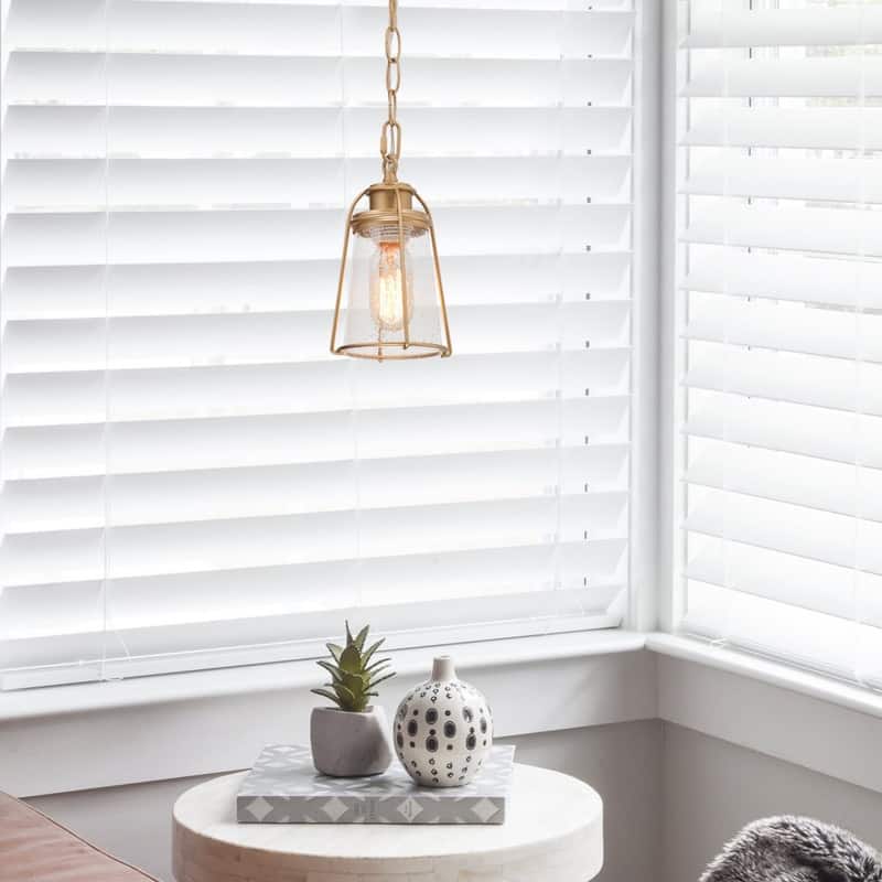Modern Glam Gold 1-light Mini Kitchen Island Pendant with Bubble Glass - N/A